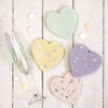 Gifts for women UK, Funny Greeting Cards, Wrendale Designs Stockist, Berni Parker Designs Gifts Greeting Cards, Engagement Wedding Anniversary Cards, Gift Shop Shrewsbury, Visit Shrewsbury Nine Angels Jesmonite Heart Shaped Coasters Set of 4 Pastel Colours Yellow, Pink, Lilac, Green 1
