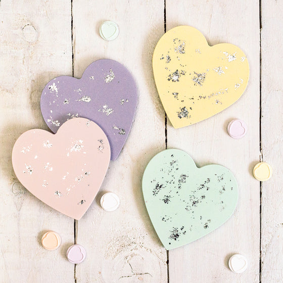 Gifts for women UK, Funny Greeting Cards, Wrendale Designs Stockist, Berni Parker Designs Gifts Greeting Cards, Engagement Wedding Anniversary Cards, Gift Shop Shrewsbury, Visit Shrewsbury Nine Angels Jesmonite Heart Shaped Coasters Set of 4 Pastel Colours Yellow, Pink, Lilac, Green 2