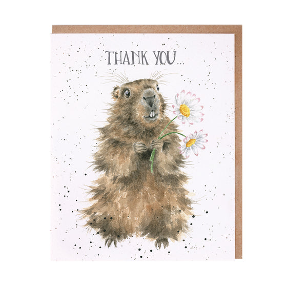 Gifts for women UK, Funny Greeting Cards, Wrendale Designs Stockist, Berni Parker Designs Gifts Greeting Cards, Engagement Wedding Anniversary Cards, Gift Shop Shrewsbury, Visit Shrewsbury Blank Thank You Card Marmot Country Living Greeting Card