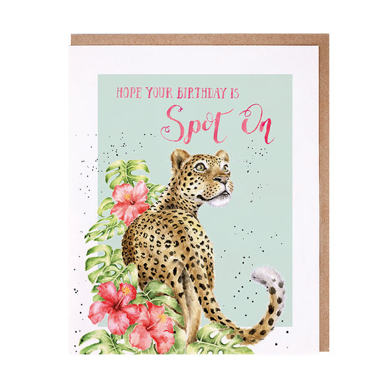 Gifts for women UK, Funny Greeting Cards, Wrendale Designs Stockist, Berni Parker Designs Gifts Greeting Cards, Engagement Wedding Anniversary Cards, Gift Shop Shrewsbury, Visit Shrewsbury Blank Birthday Card Tropical Flowers Cheetah