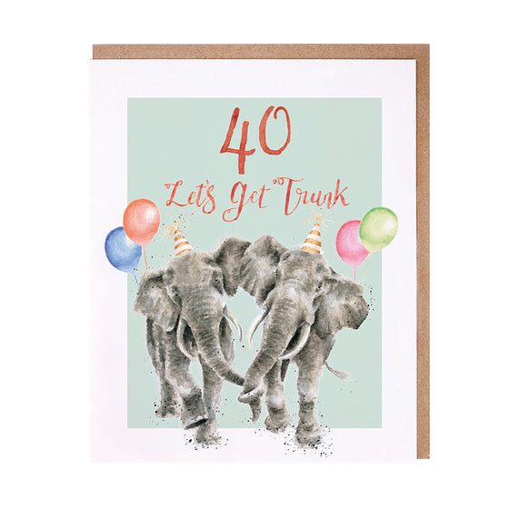 Gifts for women UK, Funny Greeting Cards, Wrendale Designs Stockist, Berni Parker Designs Gifts Greeting Cards, Engagement Wedding Anniversary Cards, Gift Shop Shrewsbury, Visit Shrewsbury Blank 40th Birthday Card Gender Neutral Elephants