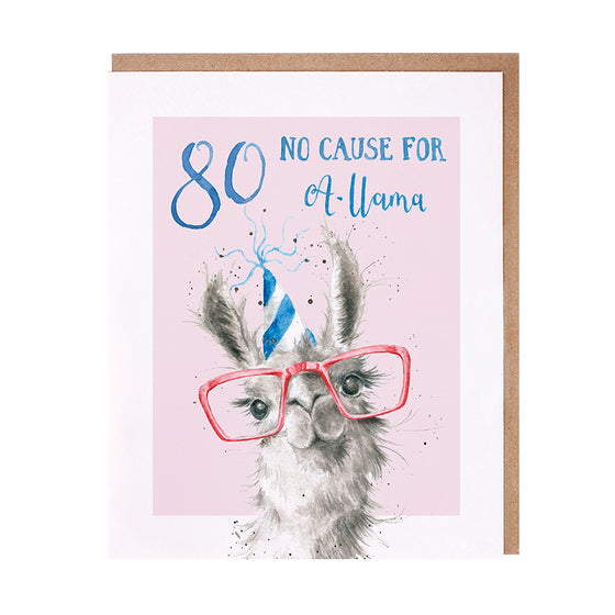 Gifts for women UK, Funny Greeting Cards, Wrendale Designs Stockist, Berni Parker Designs Gifts Greeting Cards, Engagement Wedding Anniversary Cards, Gift Shop Shrewsbury, Visit Shrewsbury Blank 80th Birthday Card Gender Neutral Llama