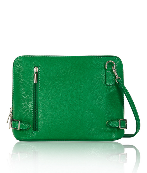 Italian Leather, The Michelle Crossbody Handbag, Green