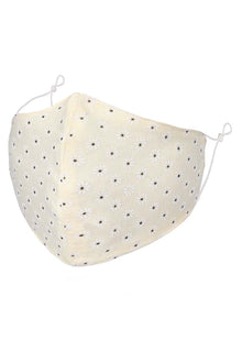  Soft Yellow with Small White Daisy Print Adult Face Mask