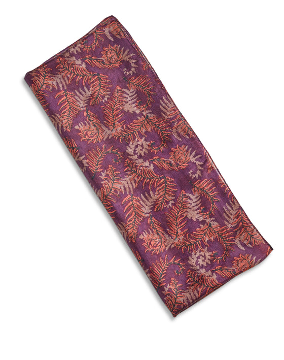 Plum with Autumnal Leaf Patterned Women's Silk Scarf