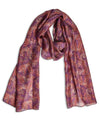 Plum with Autumnal Leaf Patterned Women's Silk Scarf