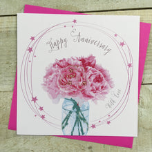  Gifts for women UK, Funny Greeting Cards, Wrendale Designs Stockist, Berni Parker Designs Gifts Greeting Cards, Engagement Wedding Anniversary Cards, Gift Shop Shrewsbury, Visit Shrewsbury Elegant Anniversary Card Blank Happy Anniversary Pink Peonies 1