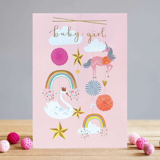 Gifts for women UK, Funny Greeting Cards, Wrendale Designs Stockist, Berni Parker Designs Gifts Greeting Cards, Engagement Wedding Anniversary Cards, Gift Shop Shrewsbury, Visit Shrewsbury Blank New Baby Girl Card Unicorn Rainbows