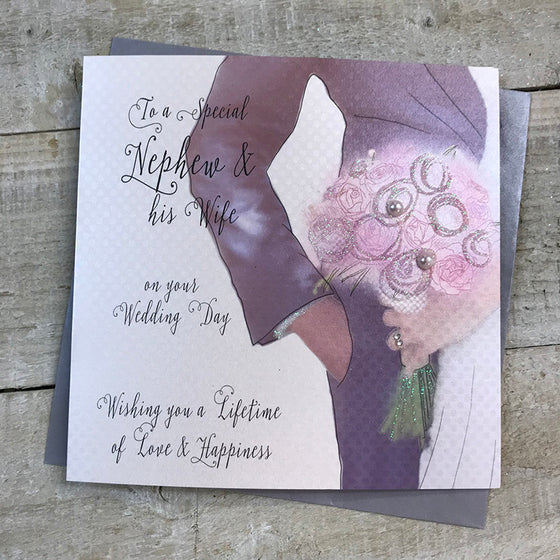 Gifts for women UK, Funny Greeting Cards, Wrendale Designs Stockist, Berni Parker Designs Gifts Greeting Cards, Engagement Wedding Anniversary Cards, Gift Shop Shrewsbury, Visit Shrewsbury Elegant Wedding Day Card Special Nephew & his Wife