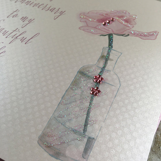 Gifts for women UK, Funny Greeting Cards, Wrendale Designs Stockist, Berni Parker Designs Gifts Greeting Cards, Engagement Wedding Anniversary Cards, Gift Shop Shrewsbury, Visit Shrewsbury Elegant Anniversary Card Blank To My Beautiful Wife Pink Flower 2