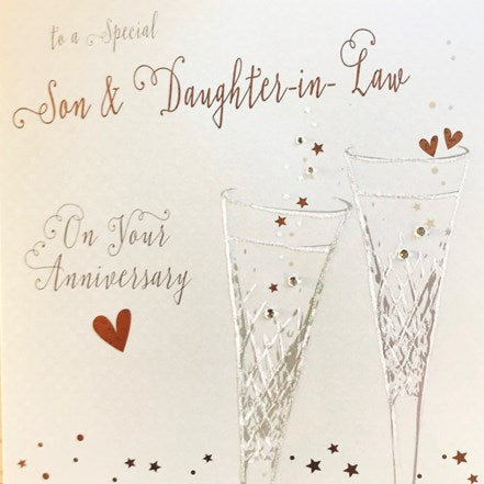 Gifts for women UK, Funny Greeting Cards, Wrendale Designs Stockist, Berni Parker Designs Gifts Greeting Cards, Engagement Wedding Anniversary Cards, Gift Shop Shrewsbury, Visit Shrewsbury Elegant Anniversary Card Blank Special Son & Daughter-in-law 2