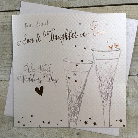 Gifts for women UK, Funny Greeting Cards, Wrendale Designs Stockist, Berni Parker Designs Gifts Greeting Cards, Engagement Wedding Anniversary Cards, Gift Shop Shrewsbury, Visit Shrewsbury Elegant Wedding Day Blank Card Son & Daughter-in-law 1