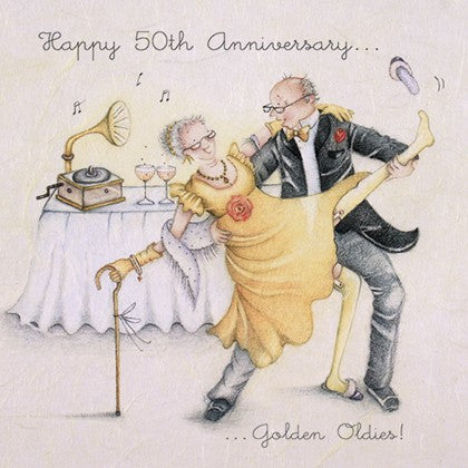 Gifts for women UK, Funny Greeting Cards, Wrendale Designs Stockist, Berni Parker Designs Gifts Greeting Cards, Engagement Wedding Anniversary Cards, Gift Shop Shrewsbury, Visit Shrewsbury Blank 50th Anniversary Card Golden Anniversary