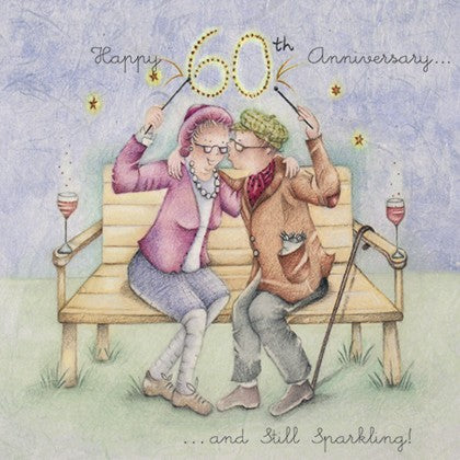 Gifts for women UK, Funny Greeting Cards, Wrendale Designs Stockist, Berni Parker Designs Gifts Greeting Cards, Engagement Wedding Anniversary Cards, Gift Shop Shrewsbury, Visit Shrewsbury Blank 60th Anniversary Card