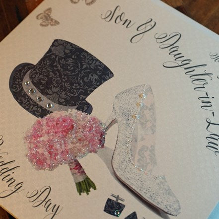 Gifts for women UK, Funny Greeting Cards, Wrendale Designs Stockist, Berni Parker Designs Gifts Greeting Cards, Engagement Wedding Anniversary Cards, Gift Shop Shrewsbury, Visit Shrewsbury Elegant Wedding Day Card Son & Daughter-in-law 3